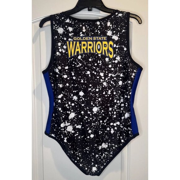 NBA Golden State Warriors Women’s Black Splatter Front Zip Bodysuit- XL Fan Gear - Picture 4 of 9